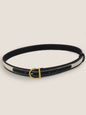 Premium Cowhide & Fabric Patchwork Belt With Alloy Buckle