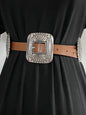 Artisanal Carved Metal Ring Buckle Belt