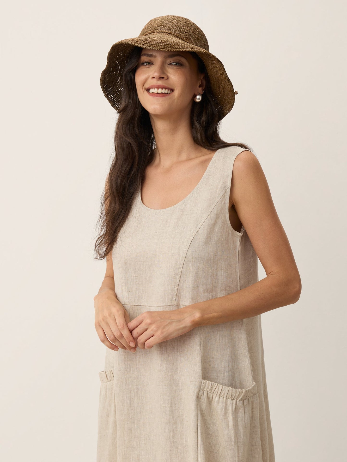 Handwoven Raffia Wide-Brim Sun Hat With Removable Bow LINTICO