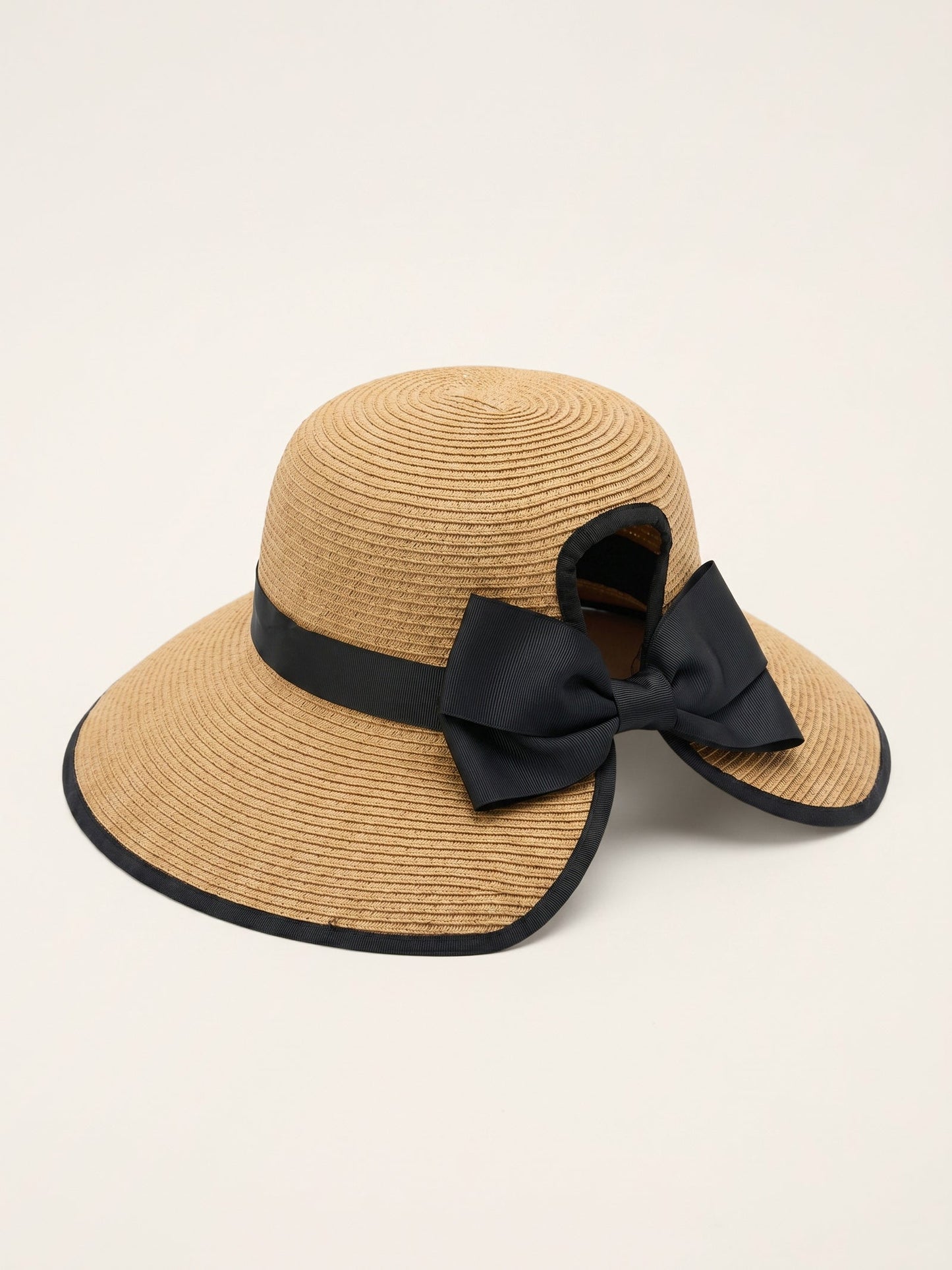 Handwoven Paper Straw Wide-Brim Sun Hat With Bow LINTICO