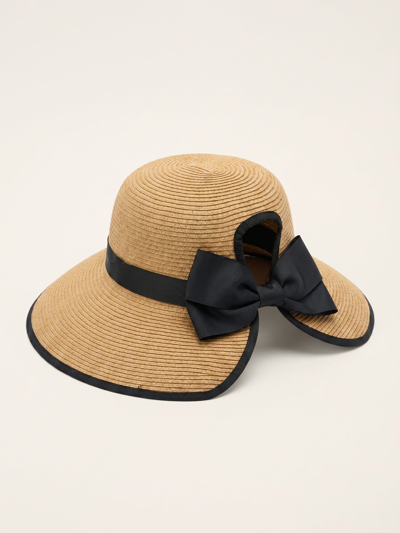Handwoven Paper Straw Wide-Brim Sun Hat With Bow LINTICO