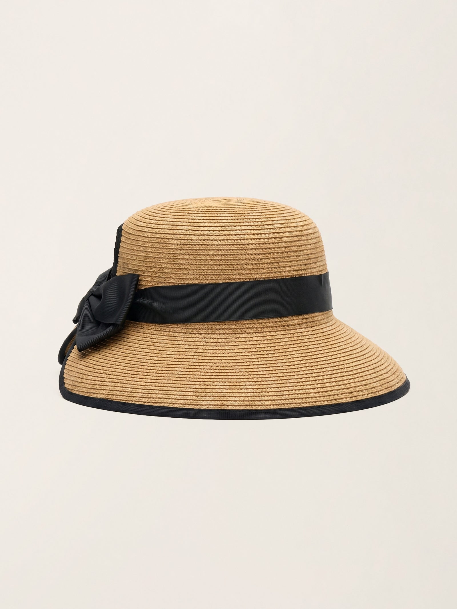 Handwoven Paper Straw Wide-Brim Sun Hat With Bow LINTICO