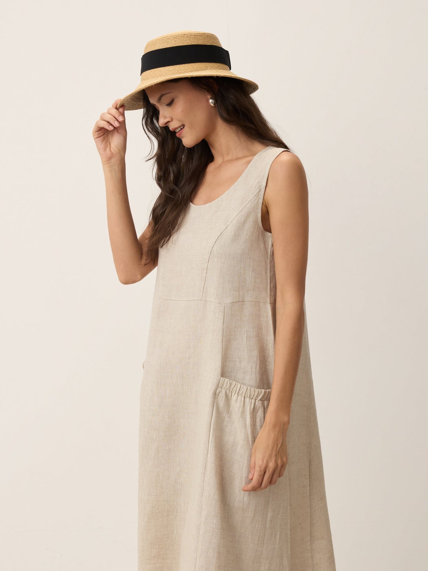 Handwoven Paper Straw Wide-Brim Sun Hat With Bow LINTICO