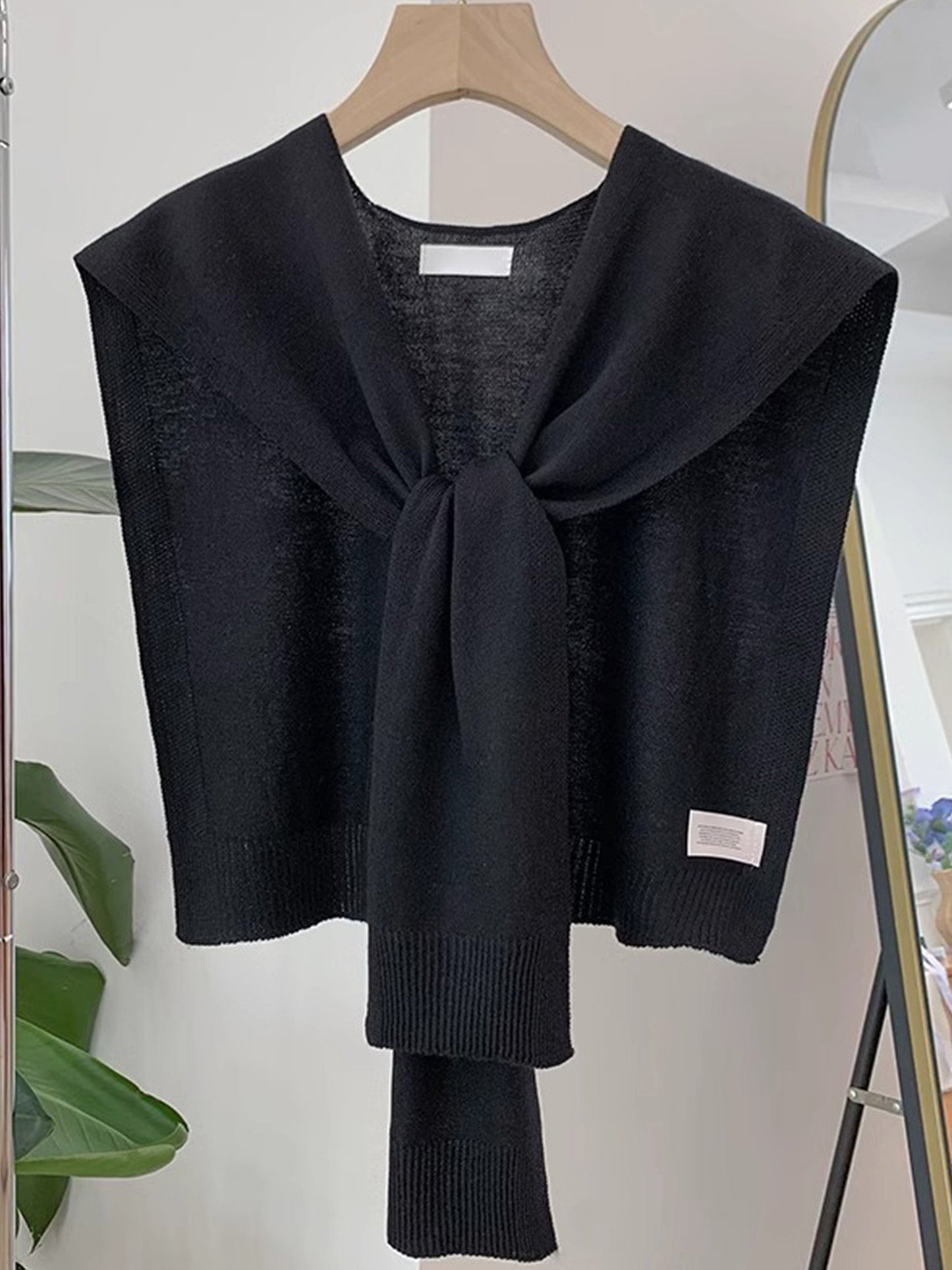 Wool Textured Knit Shawl Scarf LINTICO