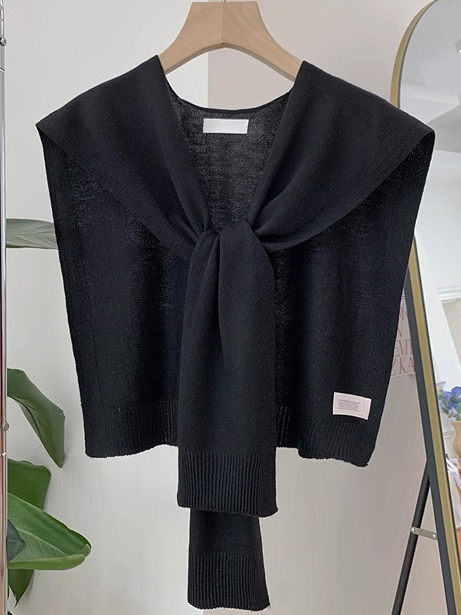 Wool Textured Knit Shawl Scarf LINTICO