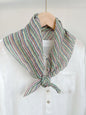 100% Linen Striped Woven Light Square Scarf