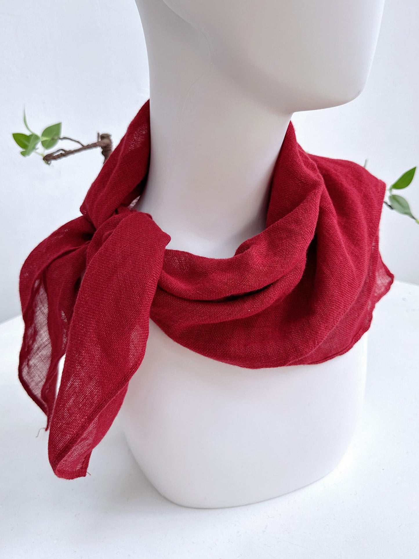 100% Linen Hand-Stitched Square Scarf LINTICO