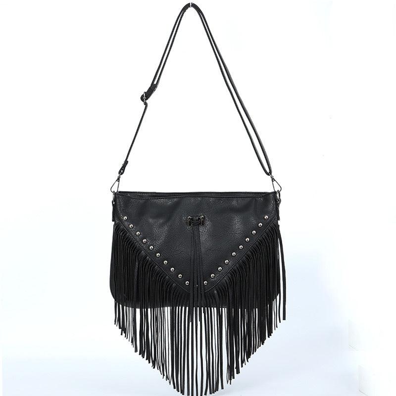 Trendy Riveted Tassel Shoulder Bag – Stylish and Practical Handbag with Tassels and Rivets Country in My Heart