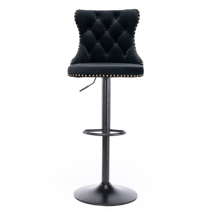 Black,Set of 225-33 Inch,17.7 inch base, Modern Upholstered Bar Stools with Backs Comfortable Tufted for Home Pub and Kitchen