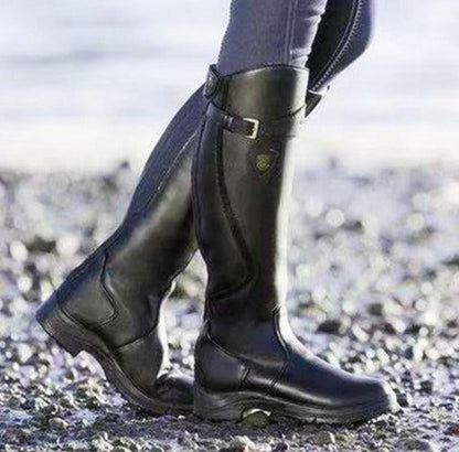 Vintage Ride Leather Boots - Stylish Retro Riding Boots for Trendy Women Country in My Heart