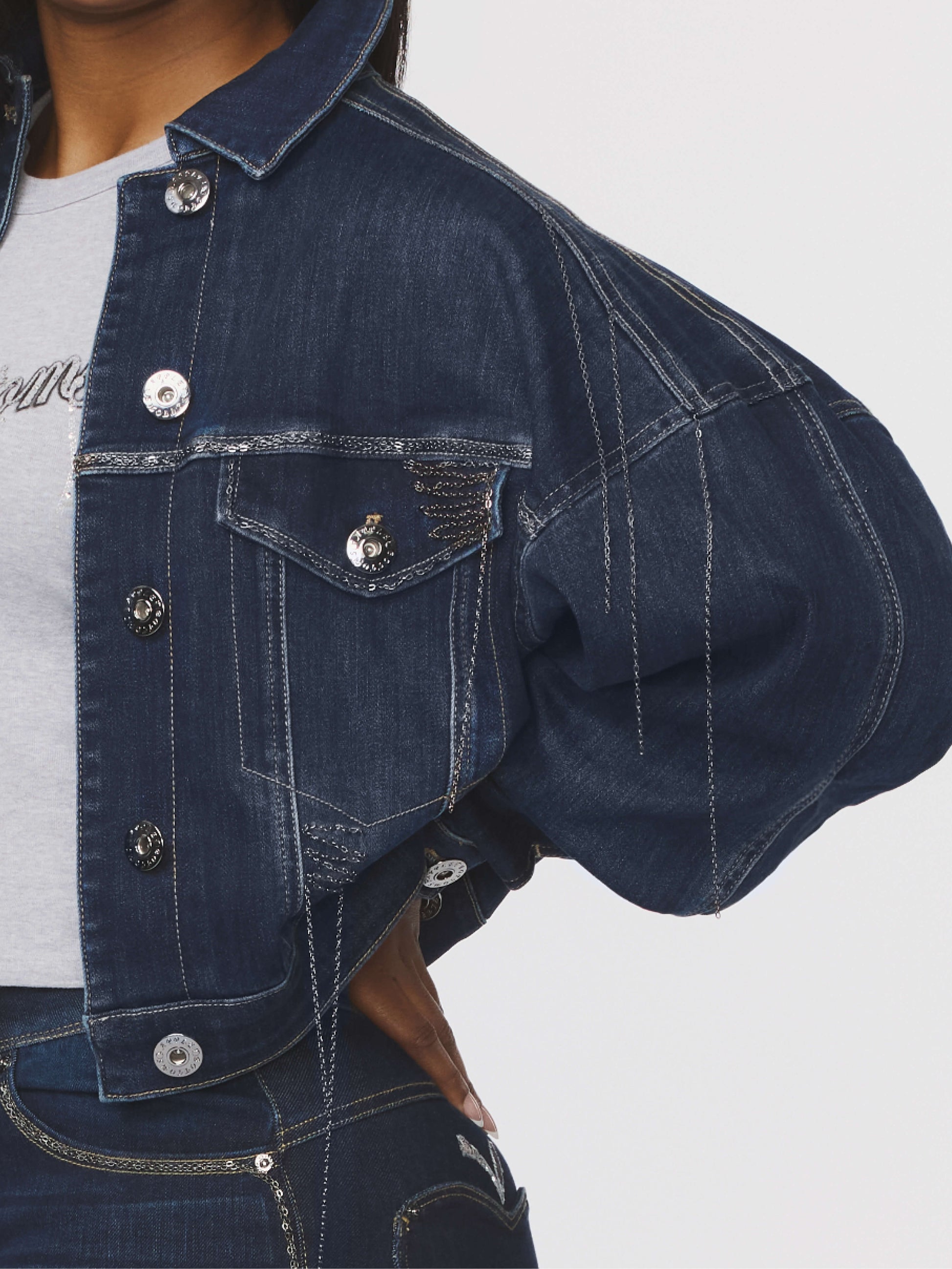Denim Chain Link Jacket Apple Bottom Jeans