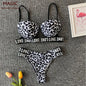 Women's Sexy White Leopard Print Bikini Swimsuit Set