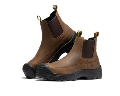 ROCKROOSTER Woodland Brown 6 inch Composite Toe Pull-on Leather Work Boots AK664 Rock Rooster Footwear Inc