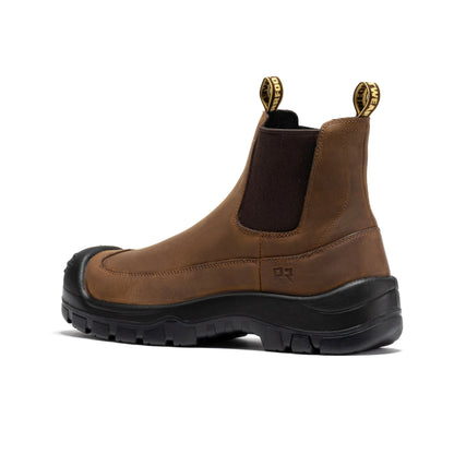 ROCKROOSTER Woodland Brown 6 inch Composite Toe Pull-on Leather Work Boots AK664 Rock Rooster Footwear Inc