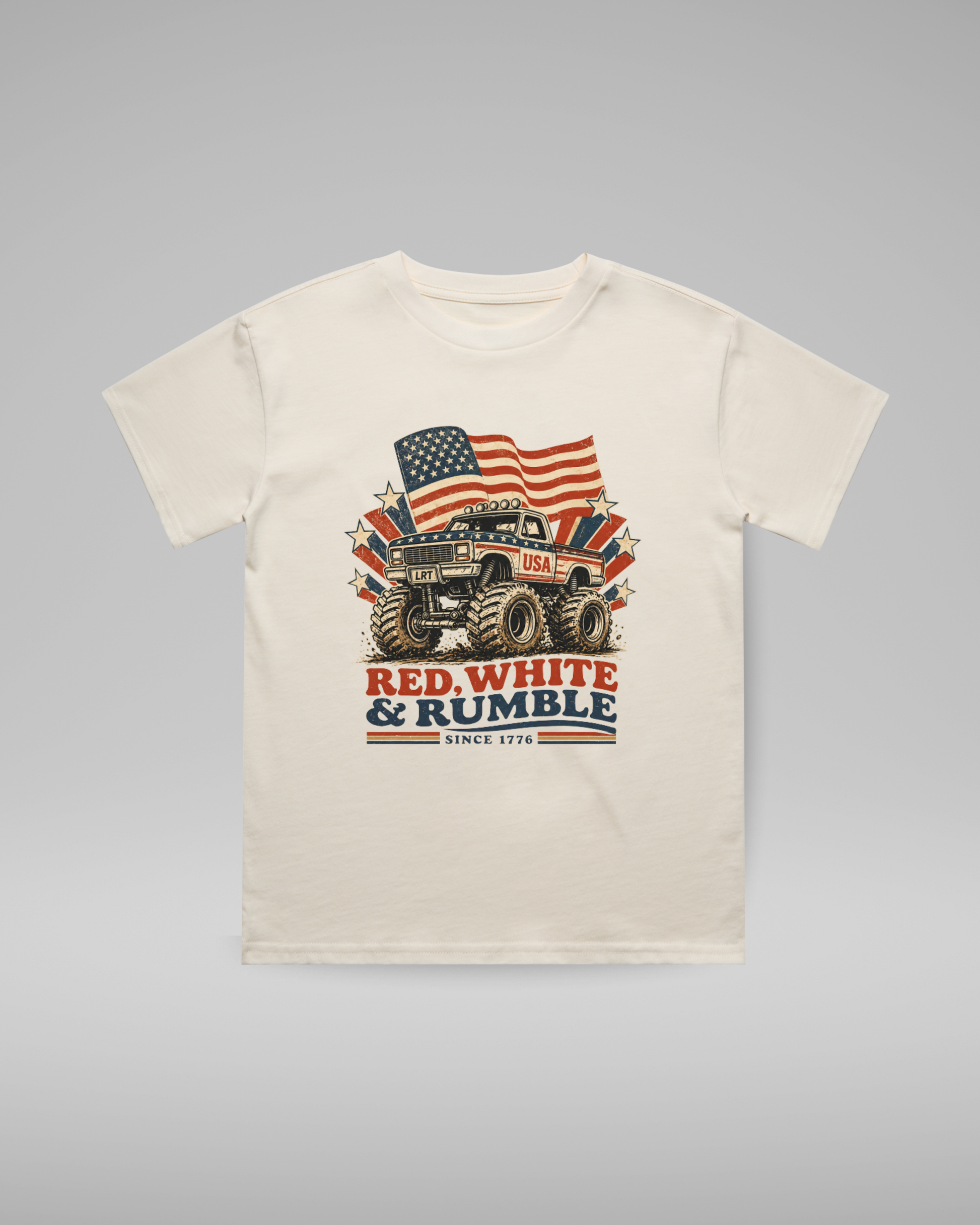 RED WHITE AND RUMBLE TEE - VINTAGE CREAM LITTLE RAD THINGS