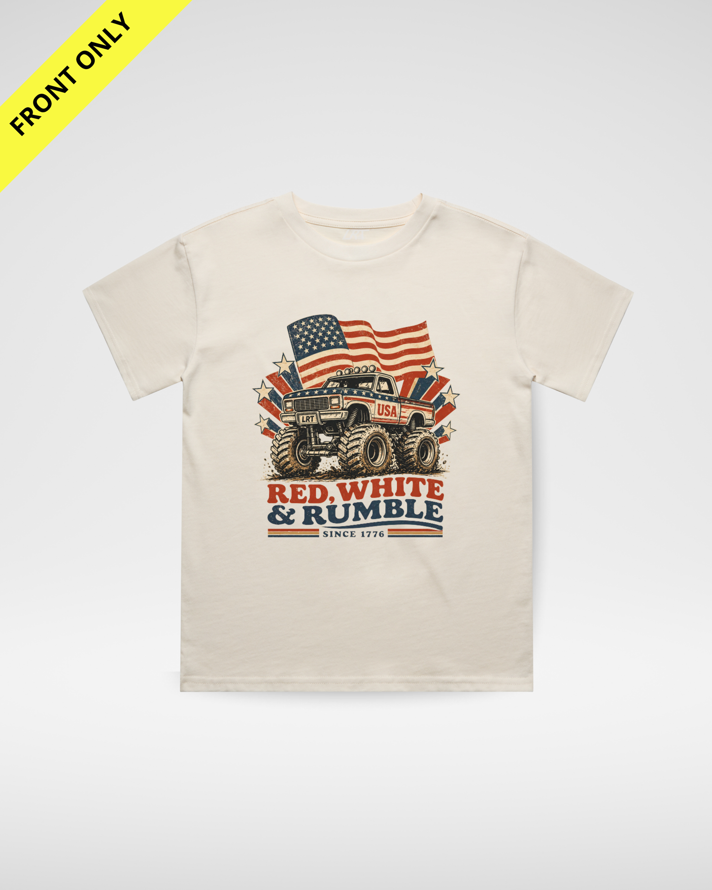 RED WHITE AND RUMBLE TEE - VINTAGE CREAM LITTLE RAD THINGS