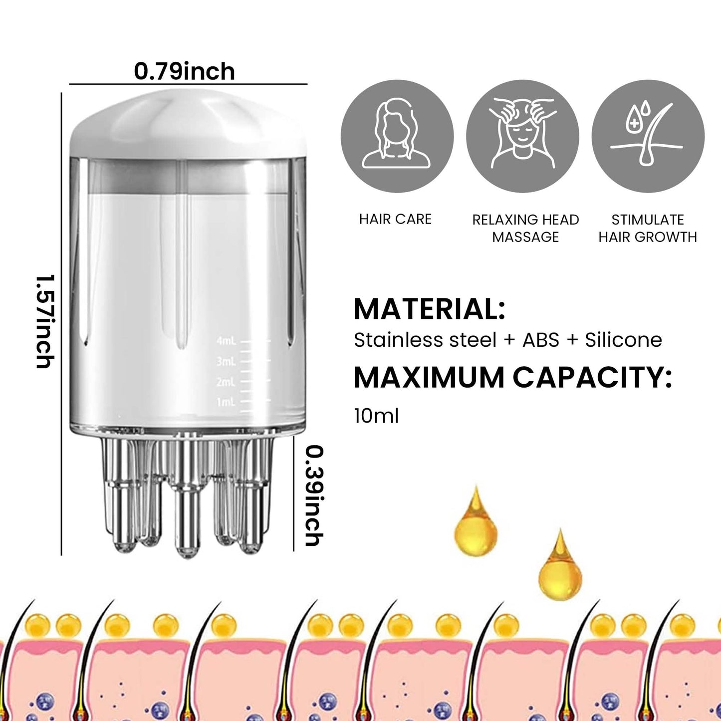 Portable Hair Oil Scalp Applicator Comb Brush Hair Root Treatment for Men and Women DailySale