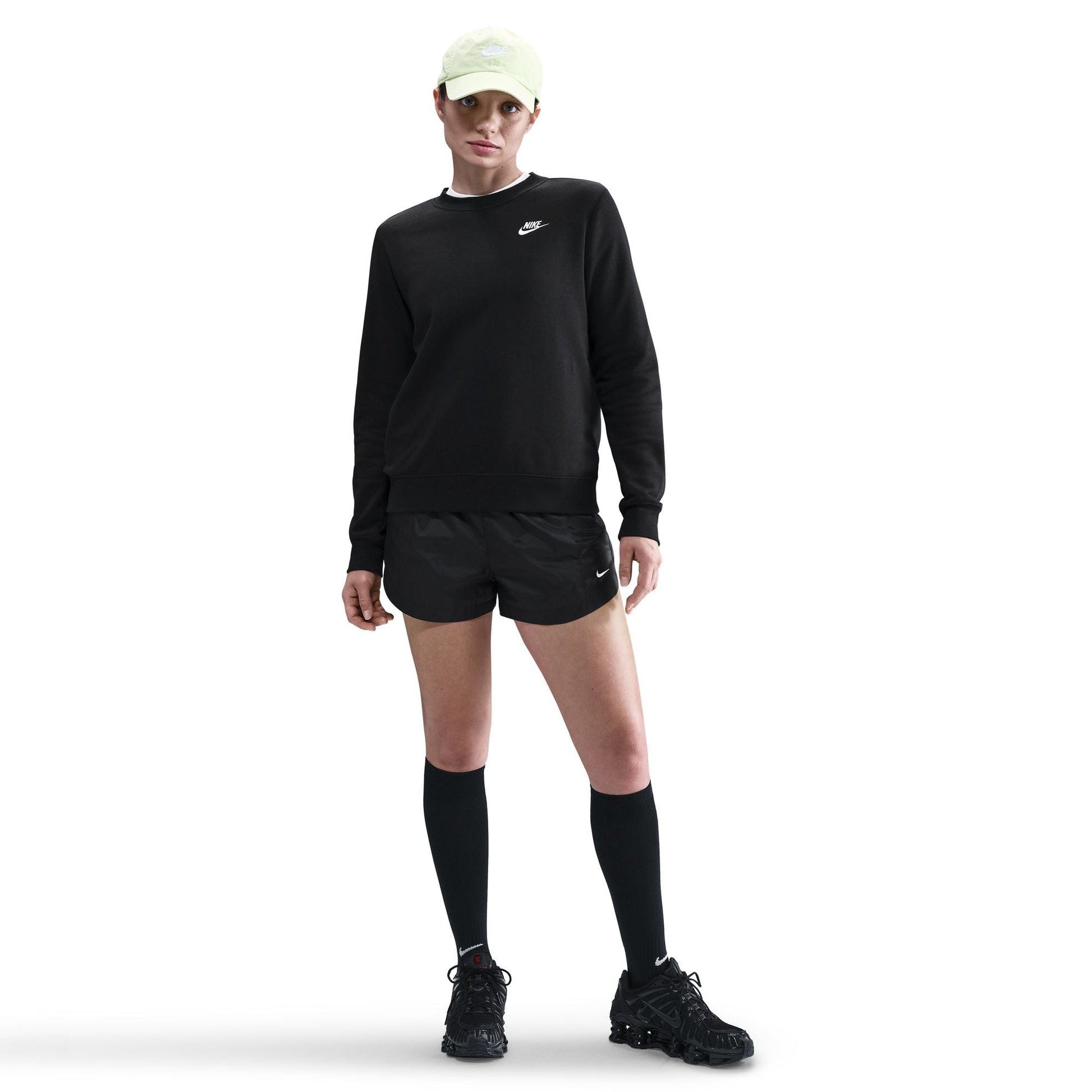 Nike Womens Club Fleece Crewneck - Black/White Denim Exchange