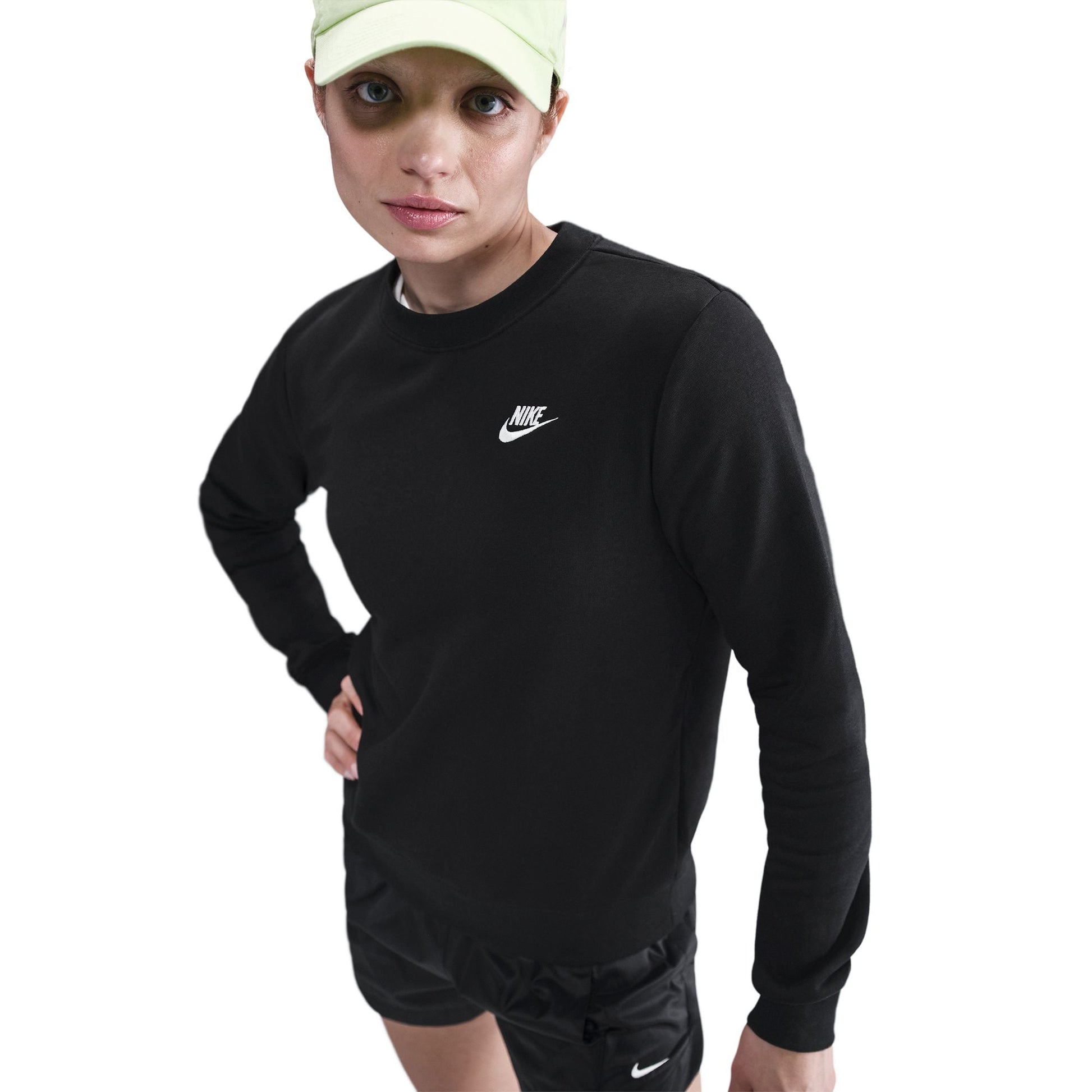 Nike Womens Club Fleece Crewneck - Black/White Denim Exchange