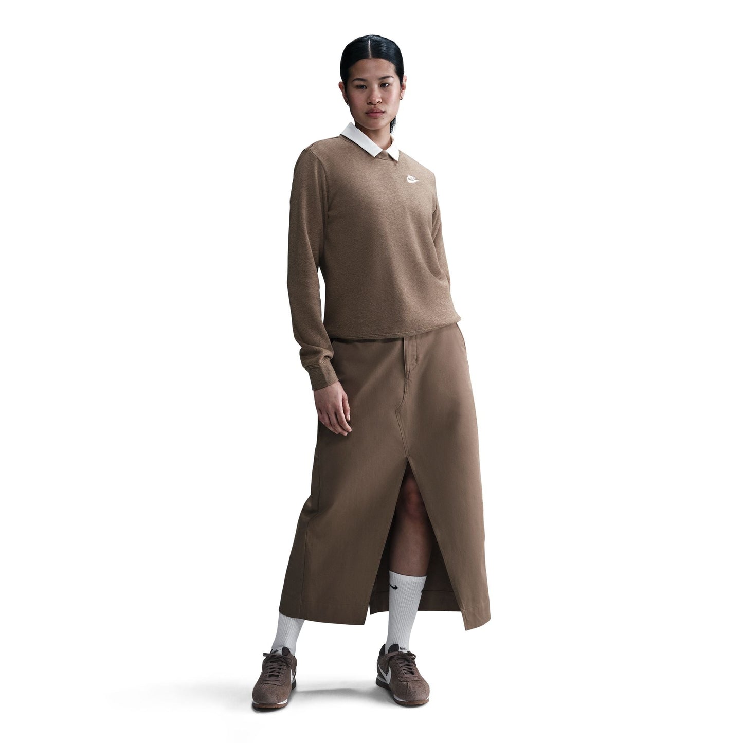 Nike Women's Sportswear Club Fleece Crewneck - Mink Brown Denim Exchange
