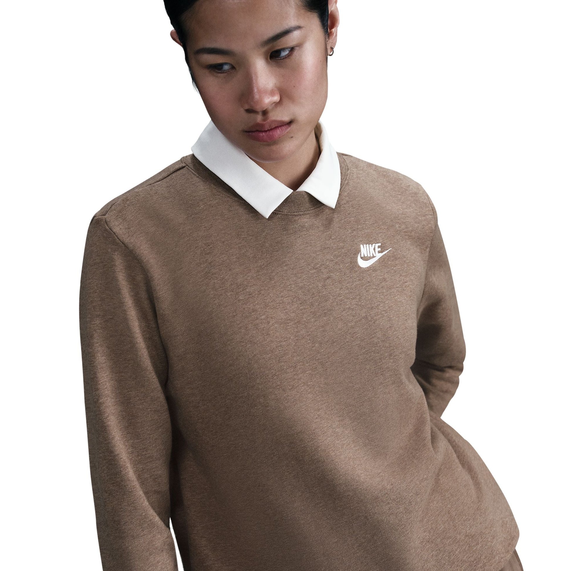 Nike Women's Sportswear Club Fleece Crewneck - Mink Brown Denim Exchange