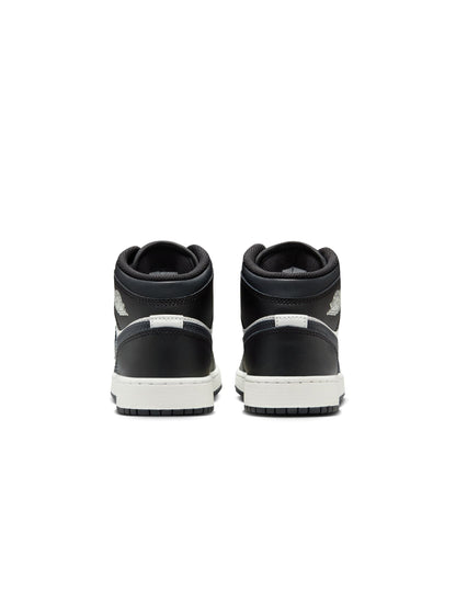 Air Jordan Big Kids 1 Mid - Black Off Noir Denim Exchange