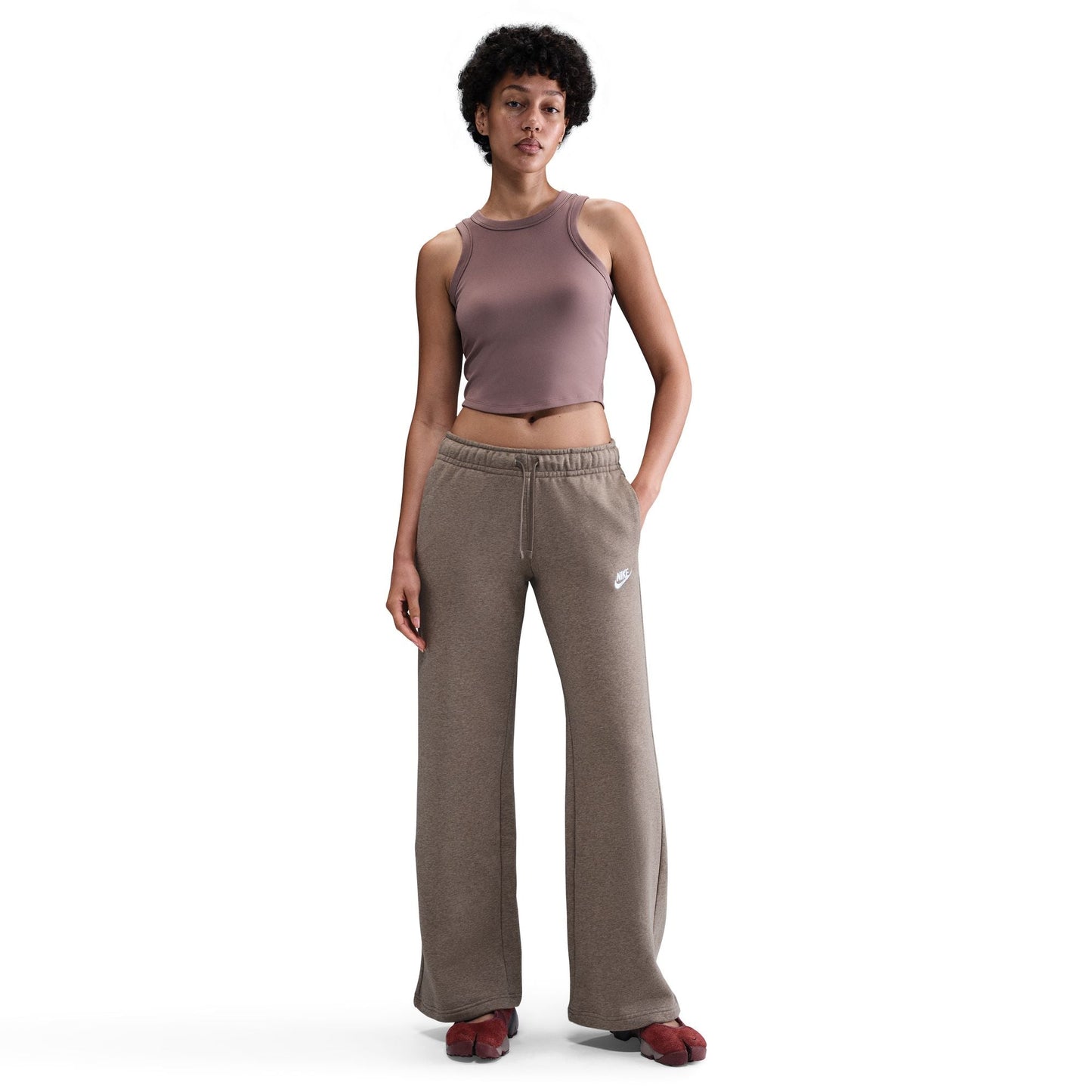 Nike Women's Mid-Rise Wide-Leg Sweatpants - Mink Brown Denim Exchange