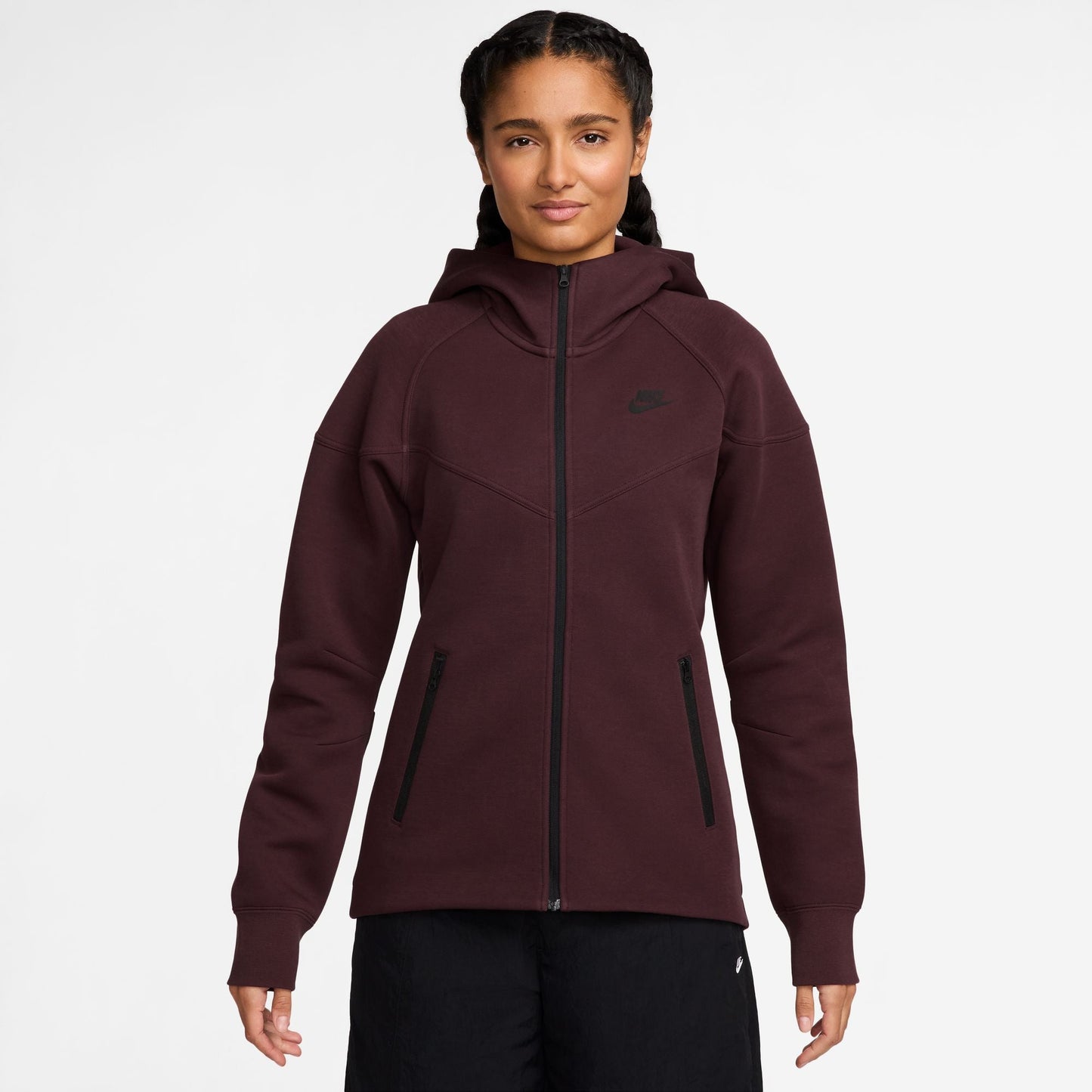 Nike Womens Sportswear Tech Fleece Windrunner  Hoodie- Burgundy Crush Denim Exchange