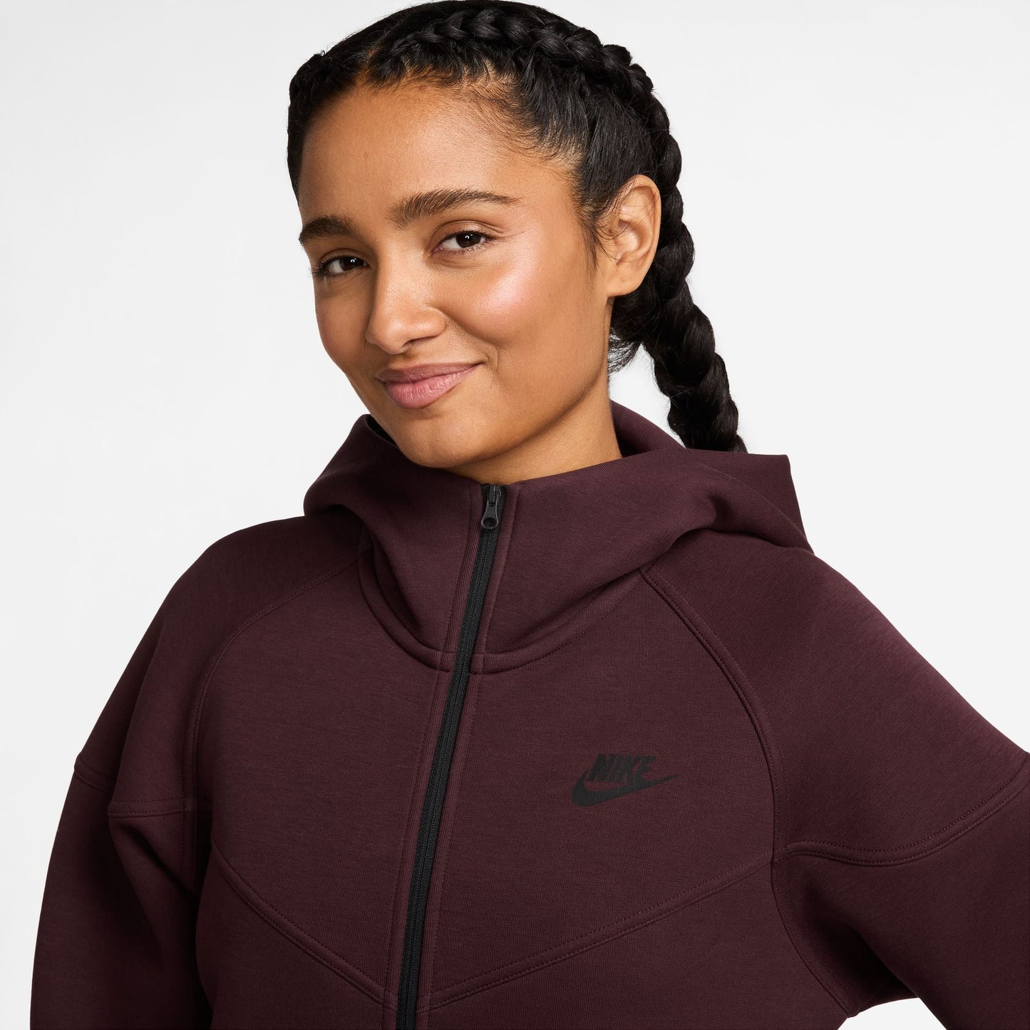 Nike Womens Sportswear Tech Fleece Windrunner  Hoodie- Burgundy Crush Denim Exchange