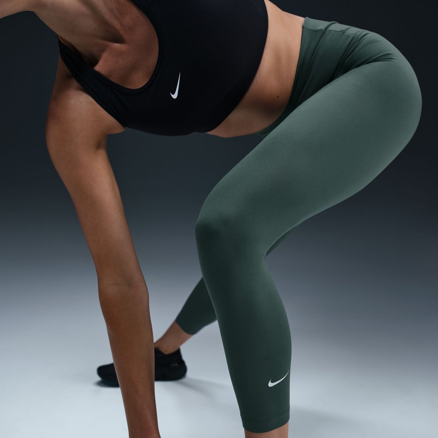 Nike Womens Therma-Fit One Leggings - Vintage Green/White Denim Exchange