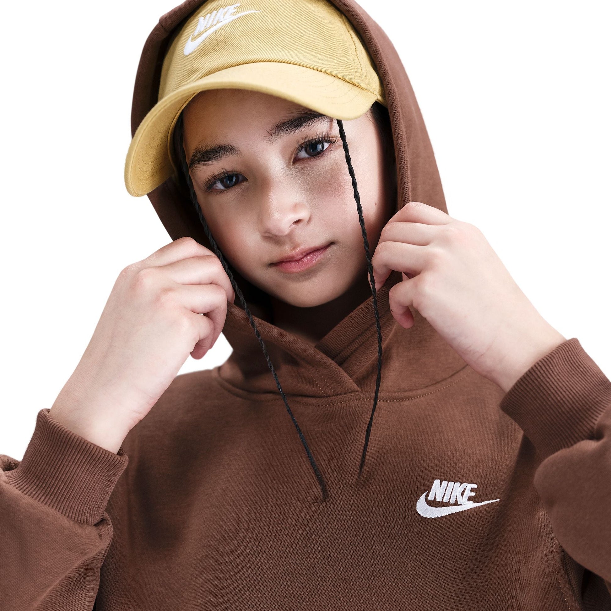 Nike Big Kids Fleece Pullover Hoodie - Fauna Brown/White Denim Exchange
