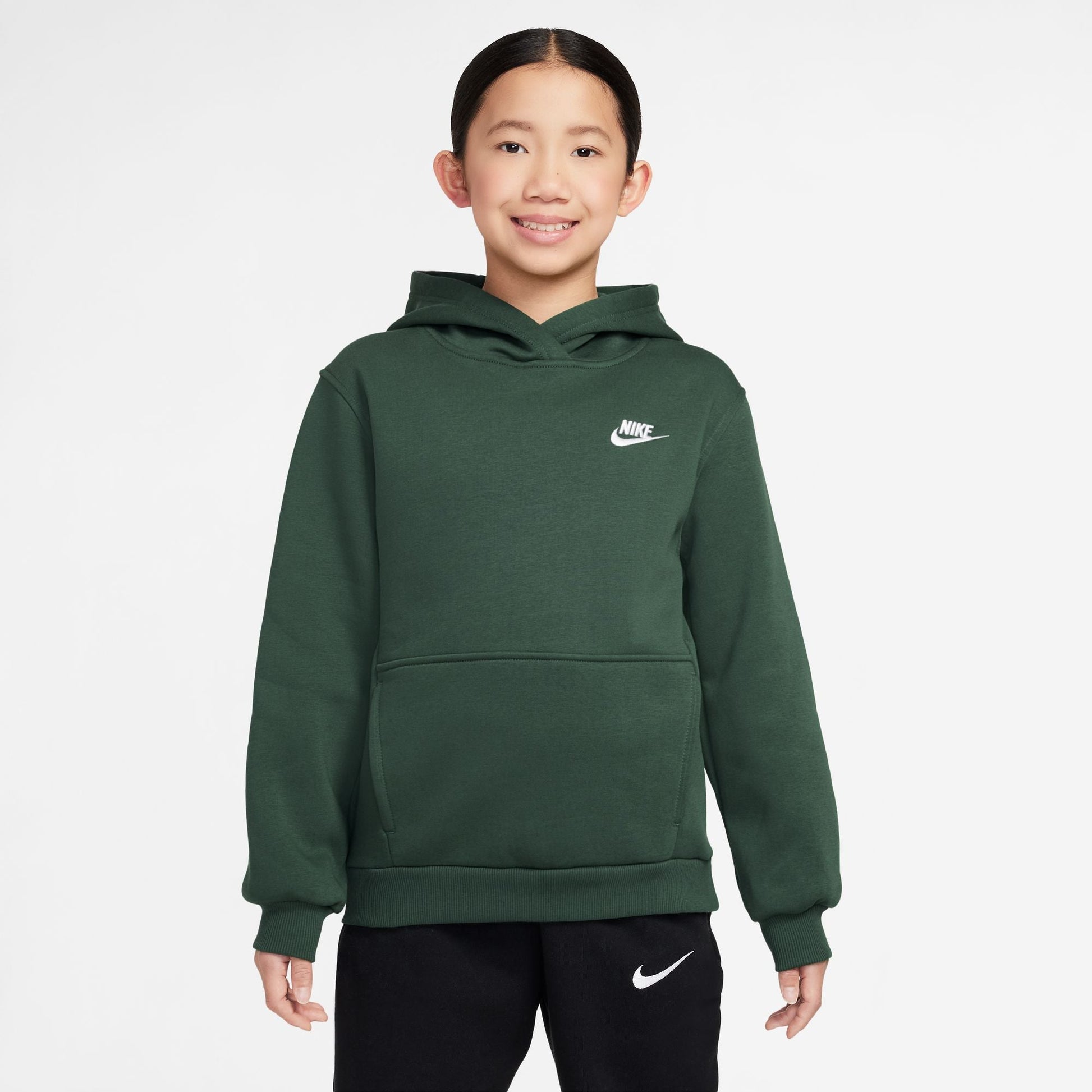 Nike Big Kids Fleece Pullover Hoodie - Fir/White Denim Exchange