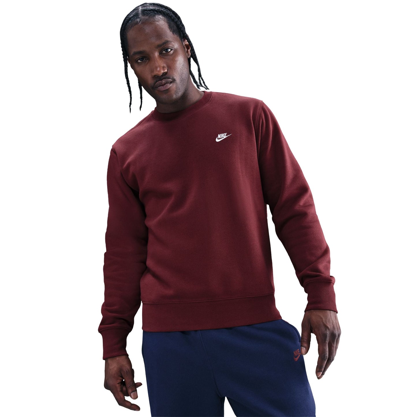 Nike Mens Club Fleece Crewneck - Dark Team Red Denim Exchange