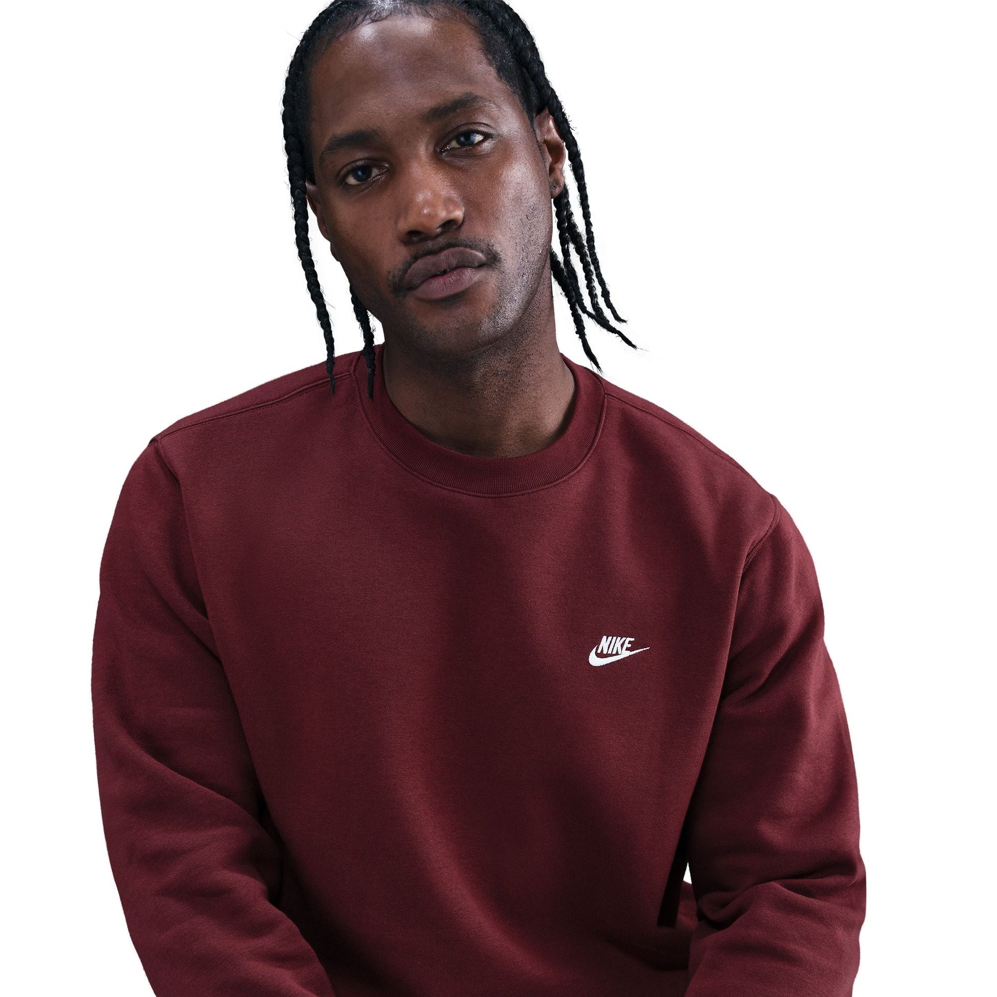 Nike Mens Club Fleece Crewneck - Dark Team Red Denim Exchange