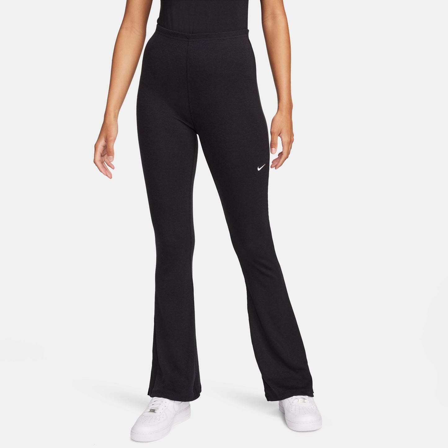 Nike Womens Sportswear Chill Knit Flared Leggings - Black Denim Exchange