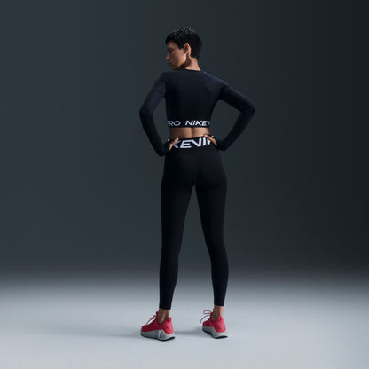 Nike Womens Pro Cropped Long Sleeve - Black White Denim Exchange