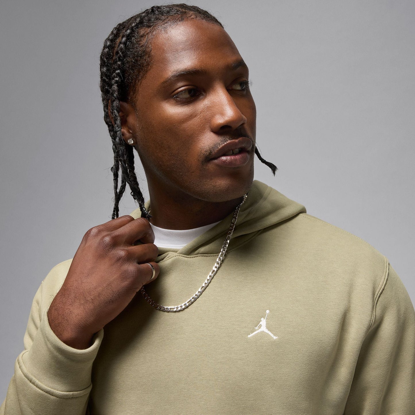 Air Jordan Mens Brooklyn Fleece Pullover Hoodie - Medium Khaki Denim Exchange