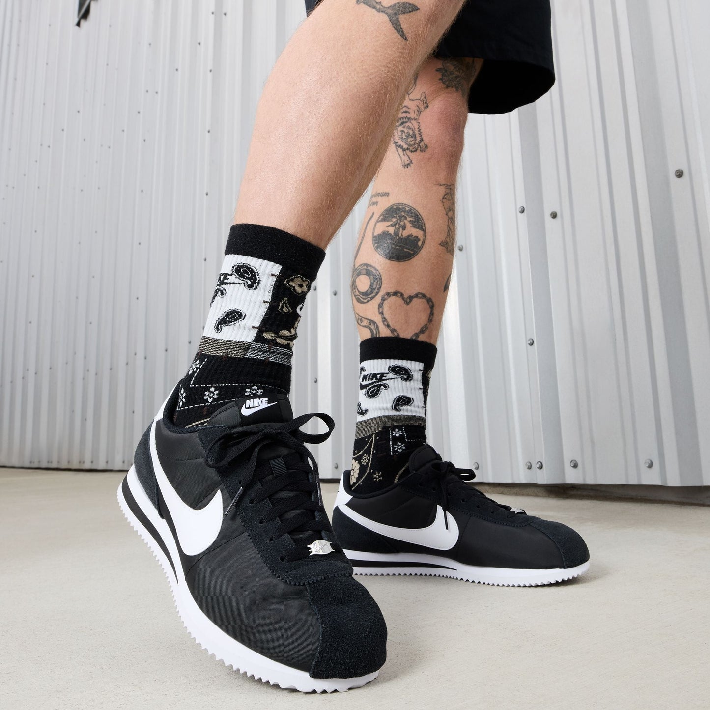 Nike Mens Cortez TXT - Black/White Denim Exchange
