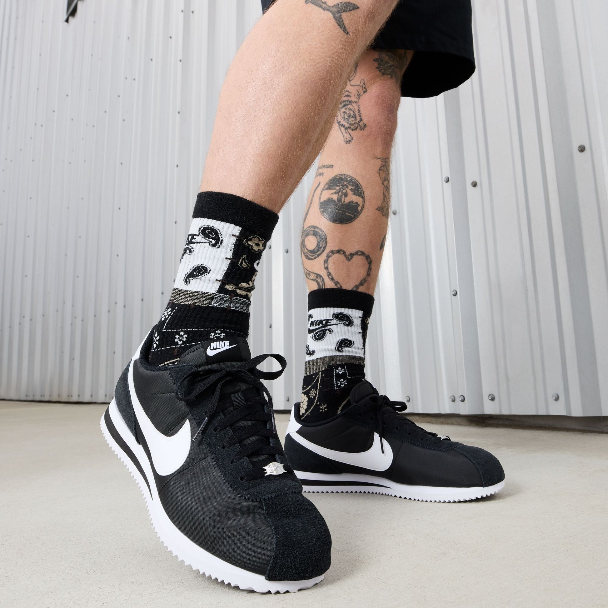 Nike Mens Cortez TXT - Black/White Denim Exchange