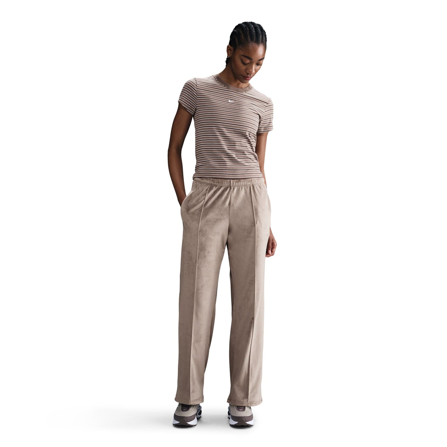 Nike Womens Sportswear Chill Knit Pants - Mink Brown Denim Exchange