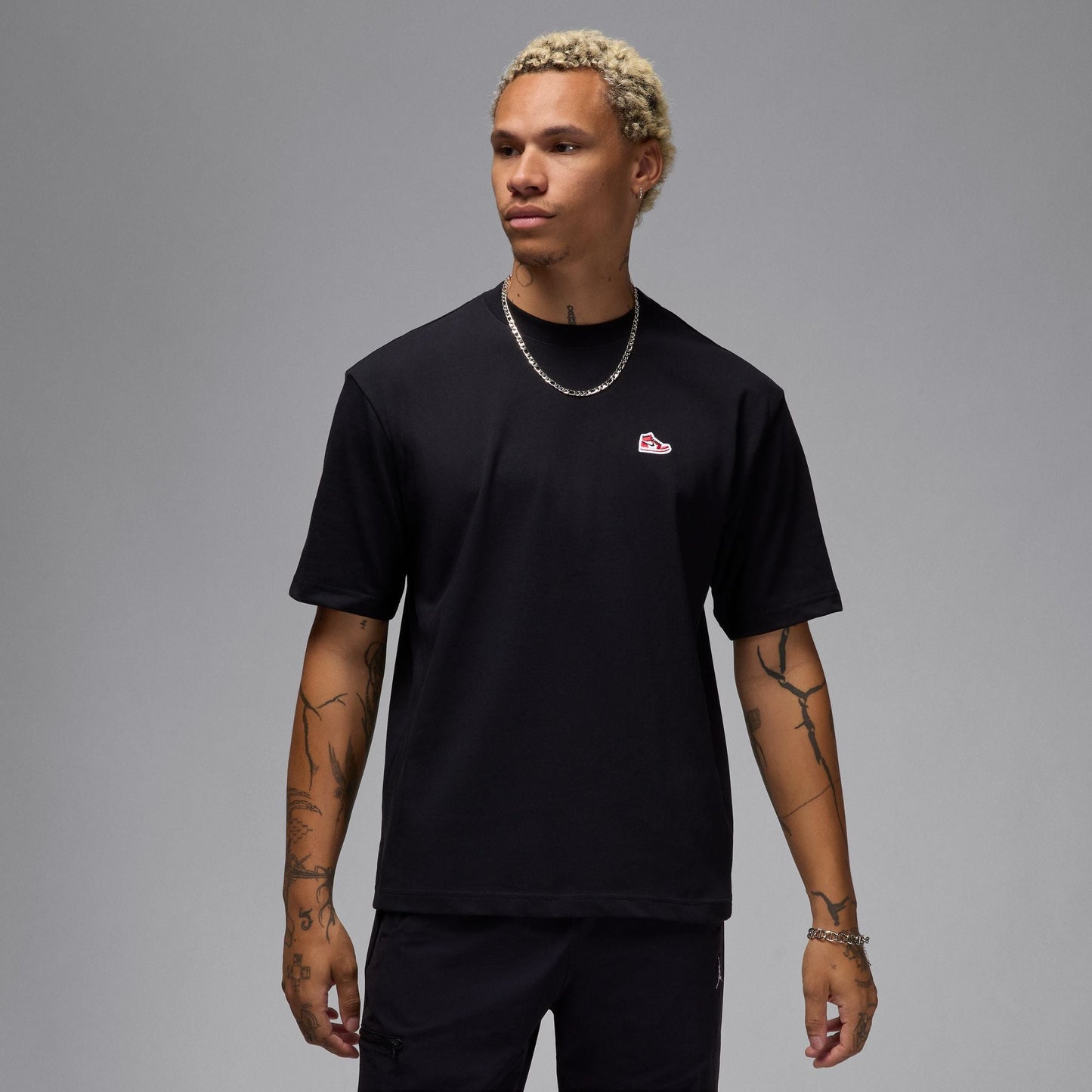 Air Jordan Mens Sneaker Patch Tee - Black Denim Exchange