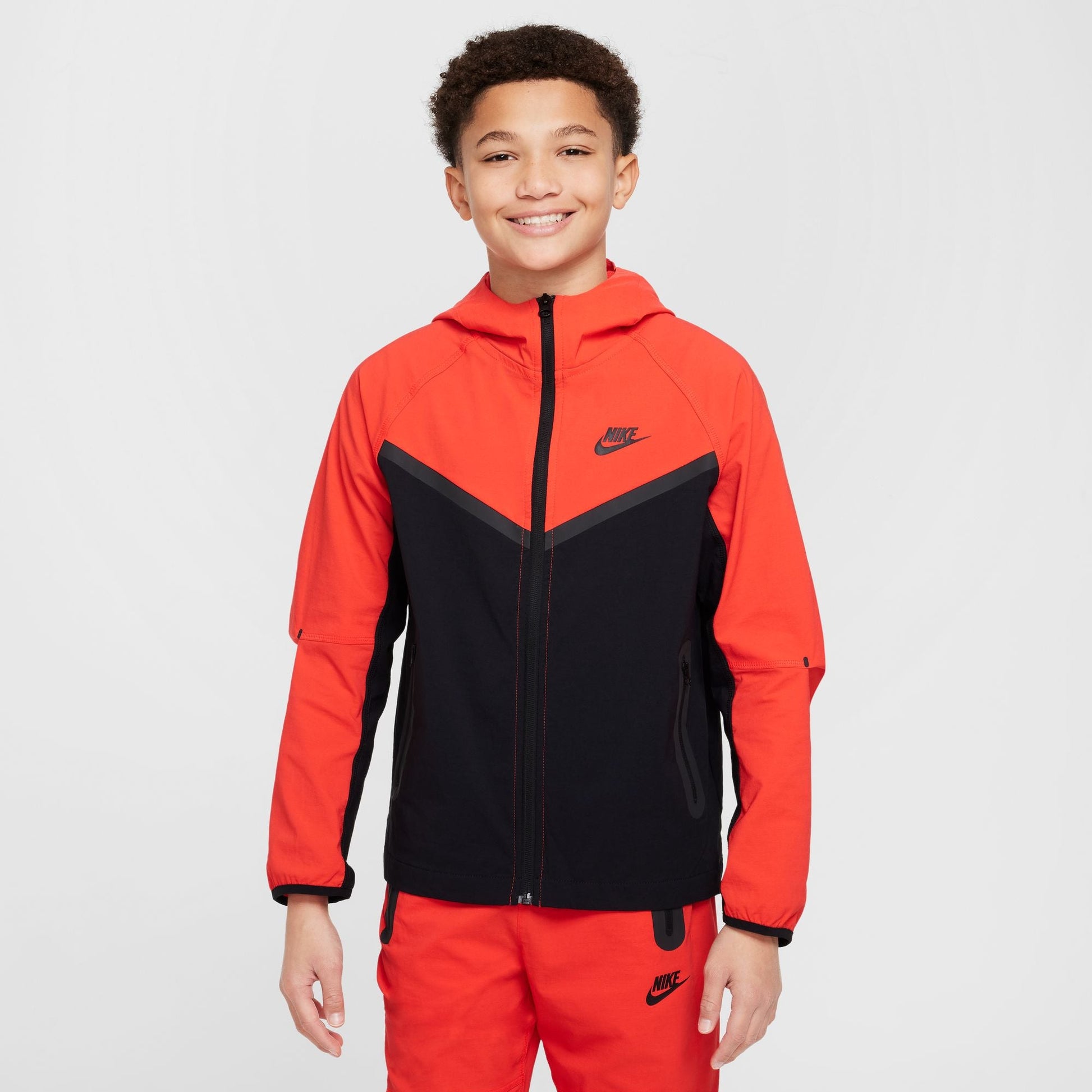 Nike Boys Tech Fleece Hoodie - Black/Light Crimson Denim Exchange