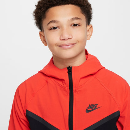 Nike Boys Tech Fleece Hoodie - Black/Light Crimson Denim Exchange