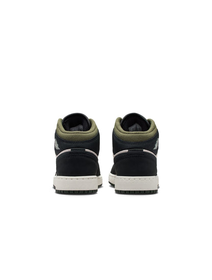 Air Jordan Big Kids 1 Mid- Light Orewood Brown Denim Exchange
