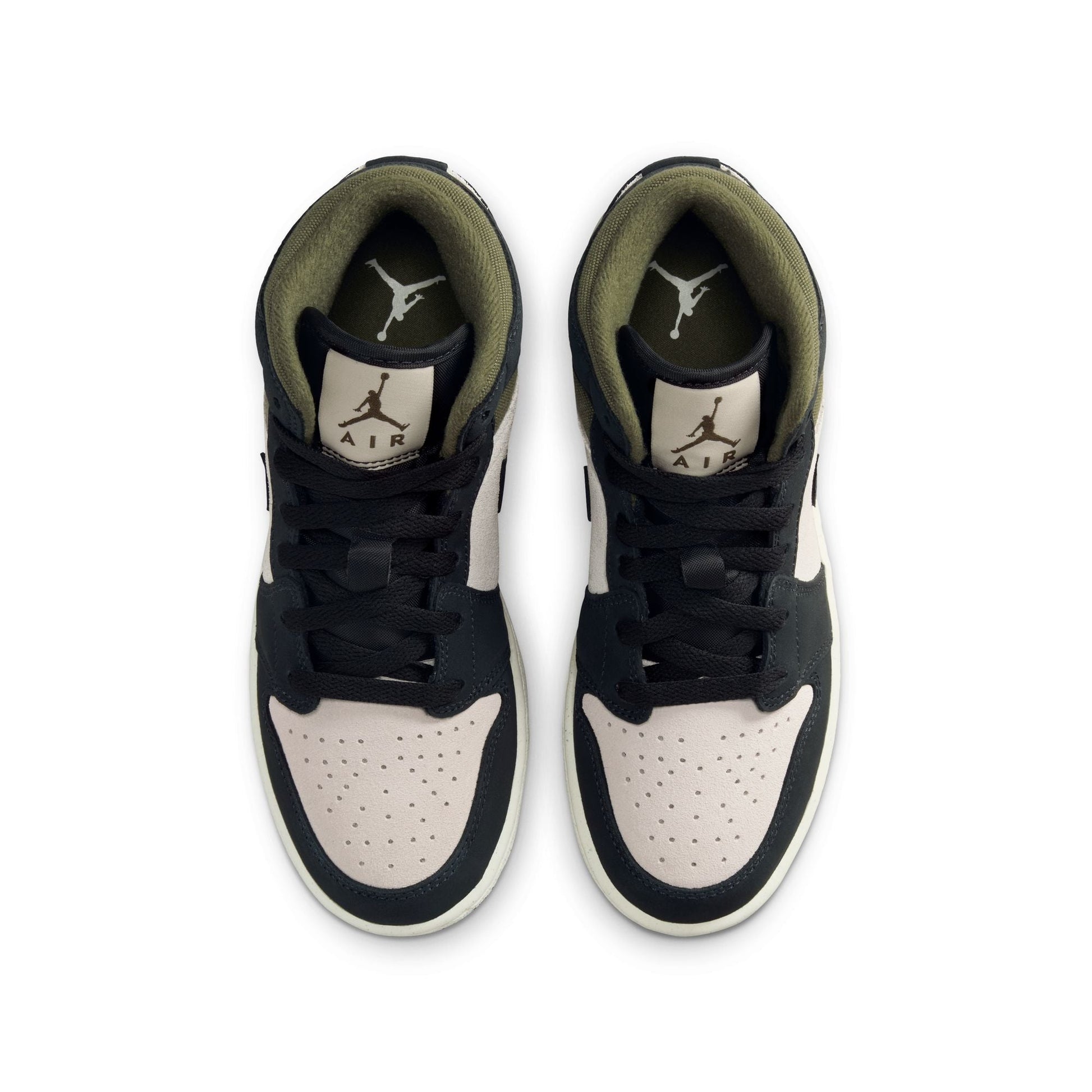 Air Jordan Big Kids 1 Mid- Light Orewood Brown Denim Exchange
