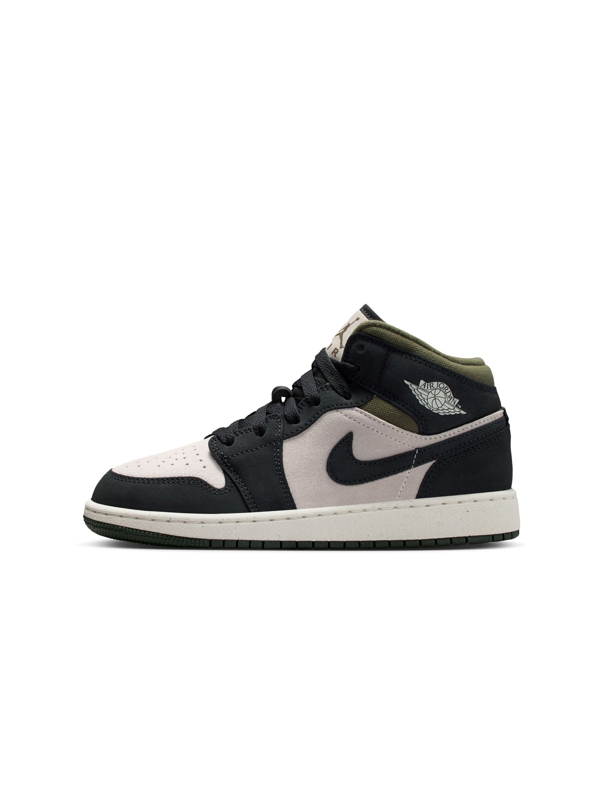 Air Jordan Big Kids 1 Mid- Light Orewood Brown Denim Exchange