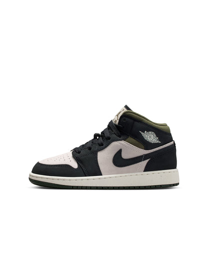 Air Jordan Big Kids 1 Mid- Light Orewood Brown Denim Exchange