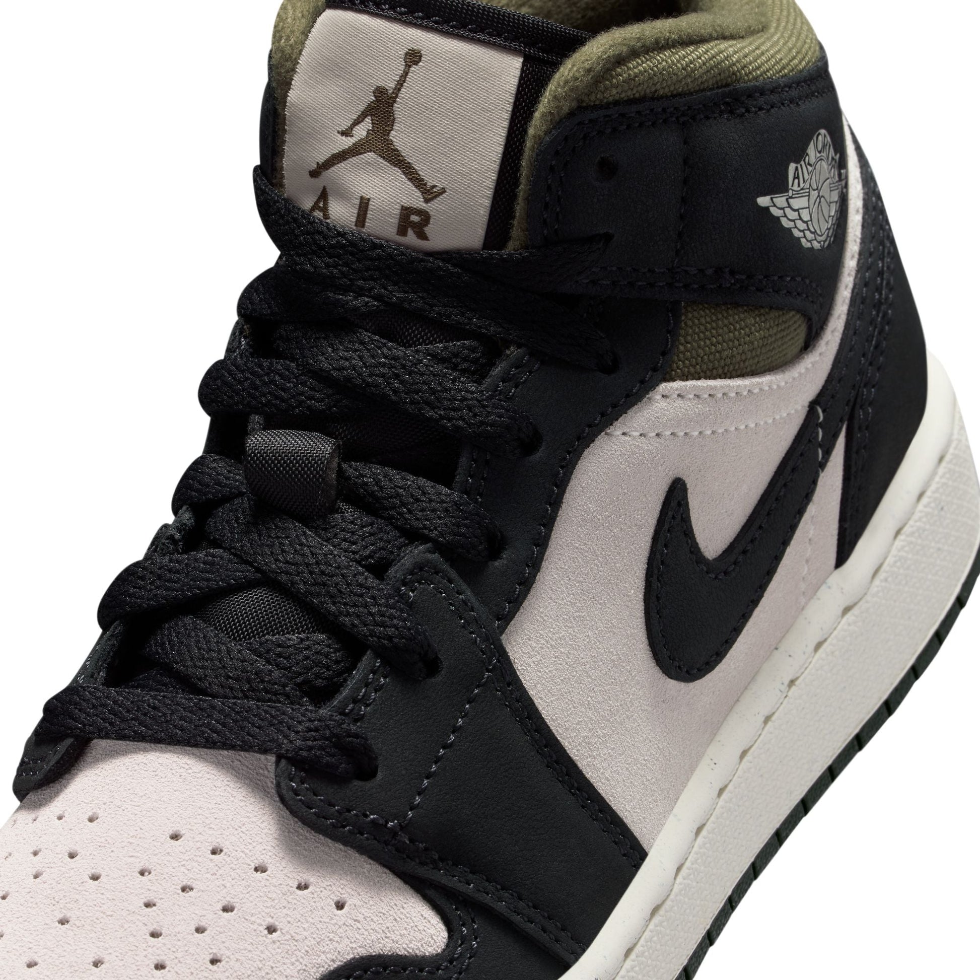 Air Jordan Big Kids 1 Mid- Light Orewood Brown Denim Exchange