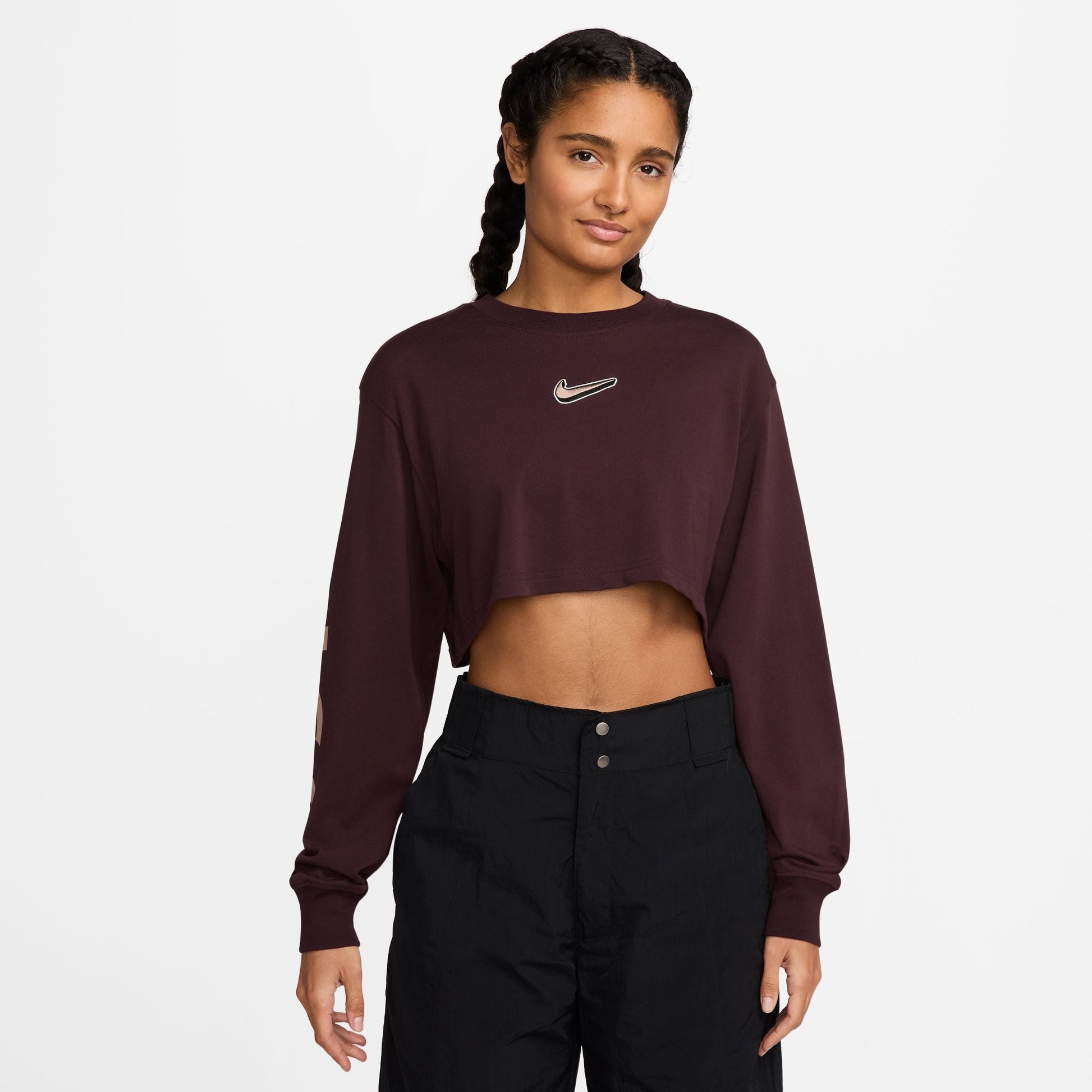 Nike Womens Oversized Long Sleeve - Burgundy Crush Denim Exchange