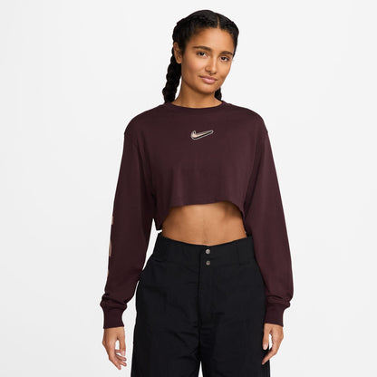 Nike Womens Oversized Long Sleeve - Burgundy Crush Denim Exchange